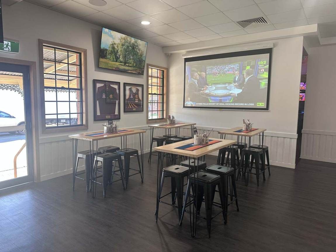 Room with the big projector screen down